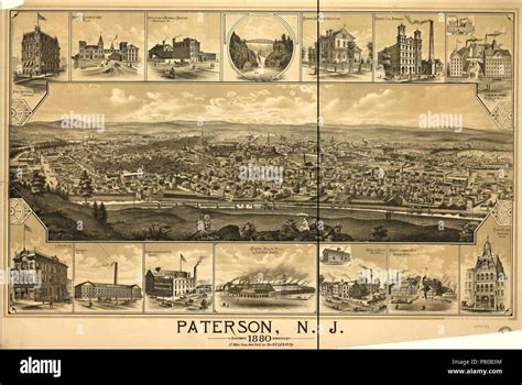 English: Map of Paterson, NJ . 1880 302 Paterson NJ 1880 Stock Photo - Alamy