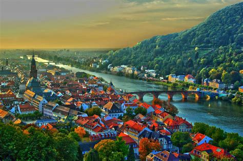 HD wallpaper hill sunset heidelberg bridge roof building germany panorama repair