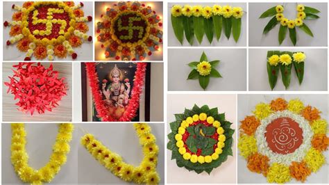 Festival Flower Decoration Ideas At Home | Flower Rangoli | DIY | Pooja Decoration Ideas - YouTube