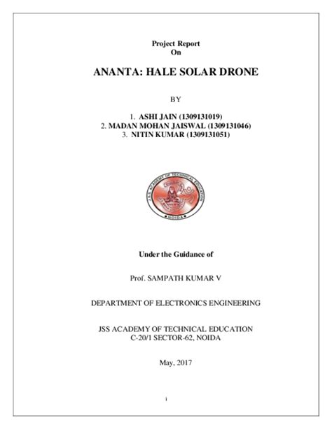 (PDF) Project report on solar drone | Nitin Kumar - Academia.edu