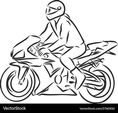 Motorcyclist on a motorcycle sketch contour Vector Image