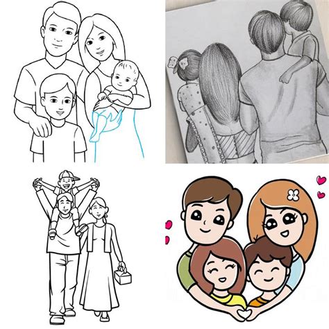 25 Easy Family Drawing Ideas - Cute Family Sketch and Art