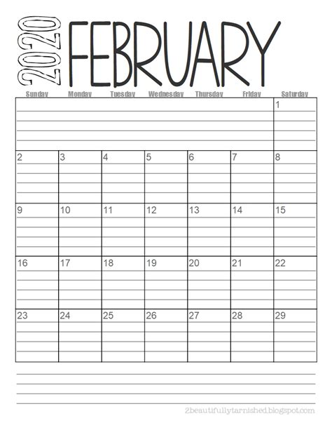 Beautifully Tarnished: FREE 2020 {Lined} Monthly Calendars- Printable ...