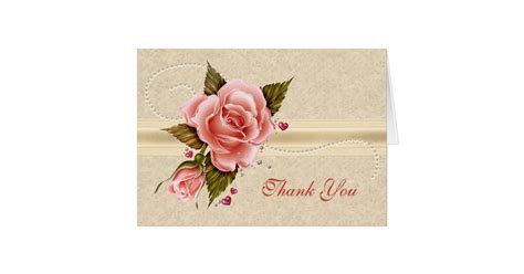 Pink Roses Thank You Card | Zazzle.com