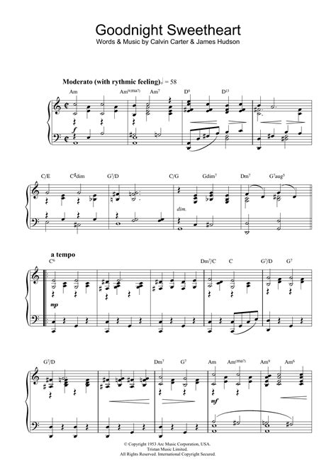 Ray Noble "Goodnight Sweetheart" Sheet Music Notes | Download Printable PDF Score 32237