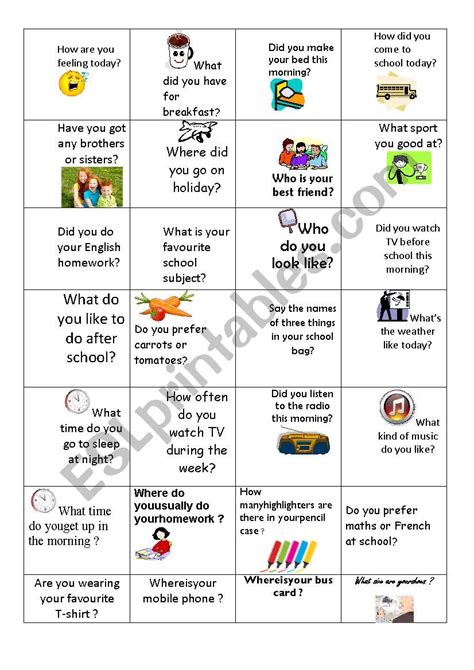 warm up questions - ESL worksheet by evinches