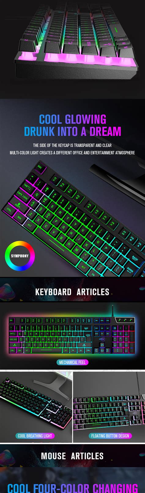 RGB 2021 gaming mouse keyboard and mouse gamer wireless pc keyboard ...