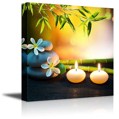 Wall26 Relaxing Spa with Zen Stones Burning Candles and Fresh Bamboo - Canvas Art Wall Decor ...