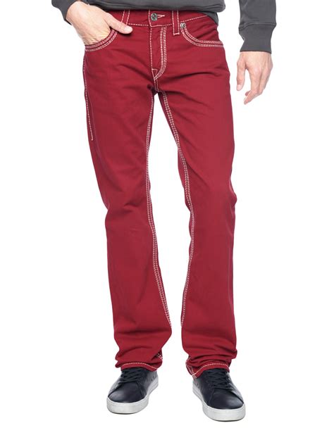 Lyst - True Religion Hand Picked Straight Natural Big Qt Mens Jeans in Red for Men