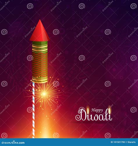 Diwali Cracket Rocket with Sparkle Stock Vector - Illustration of cracker, decoration: 101501798