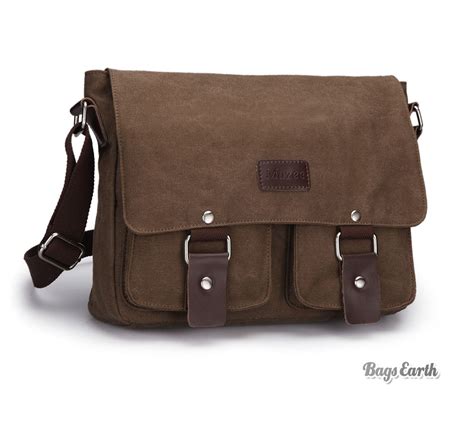 Mens Canvas Satchel Bags, Coffee Canvas Messenger Bag - BagsEarth