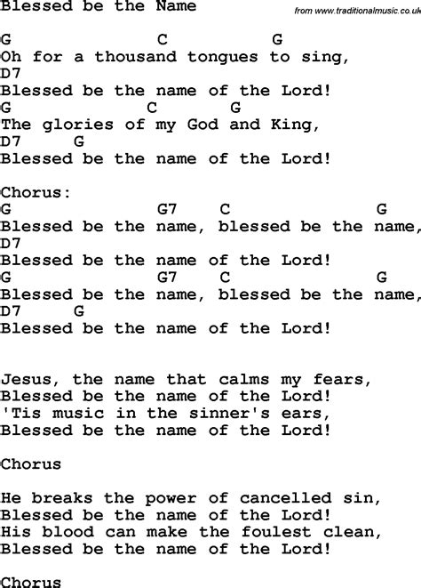 Country, Southern and Bluegrass Gospel Song Blessed Be The Name lyrics