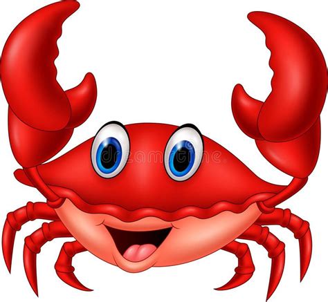 Photo about Illustration of Cartoon smiling crab. Illustration of isolated, character, animal ...