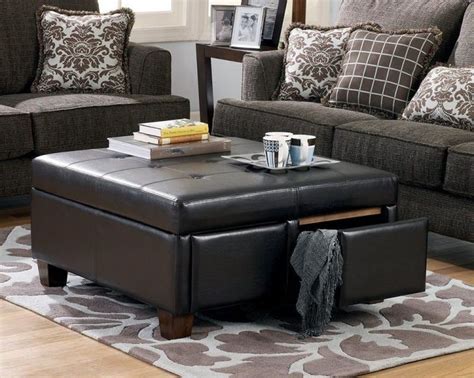 40+ Brown Leather Ottoman Coffee Tables With Storages | Coffee Table Ideas