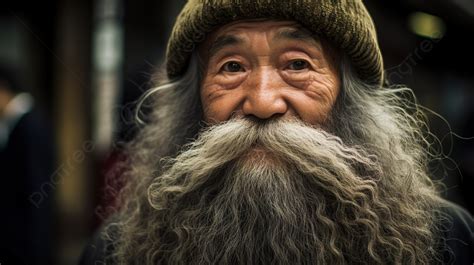 An Old Asian Man With A Long Beard Background, Bushy Beard, Hd Photography Photo, Forehead ...