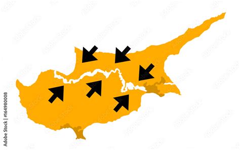 Map of cyprus with arrows as metaphors - conflict and war with arrows ...