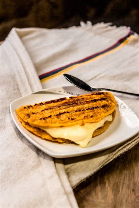 Arepa Typical Colombian Cuisine Made of Ground Corn and White Cheese ...