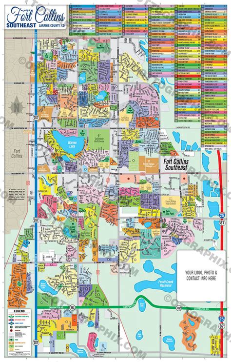 Fort Collins Map, Colorado - PDF, layered, editable, royalty free ...