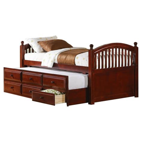 Wooden Twin Size Daybed with Trundle and Three Spacious Drawers, Brown ...