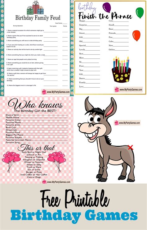 Free Printable Birthday Party Games