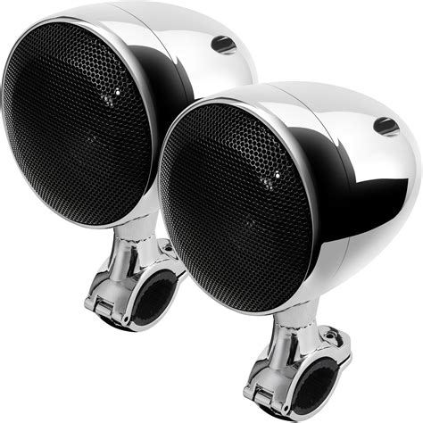 GoHawk TN4-W 4 in. Waterproof Bluetooth Motorcycle Speakers and Amplifier System (Chrome ...