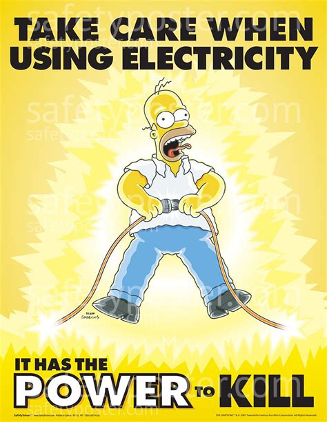 Electrical Safety Posters - Simpsons S1120 | Safety posters, Health and safety poster ...