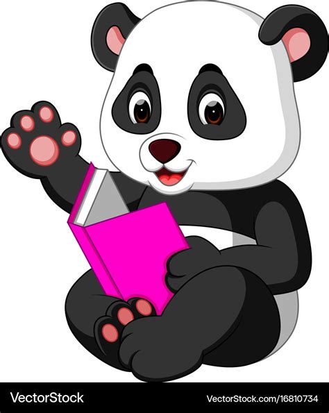 Panda reading a book Royalty Free Vector Image