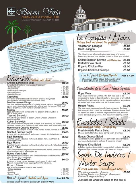 Buena Vista Cafe Menu | Alex Holt