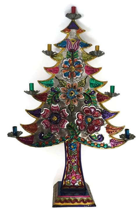 Mexican Tin Art Christmas Tree, Tin Art Christmas Tree, Mexican Christmas Decor, Mexican Folk ...