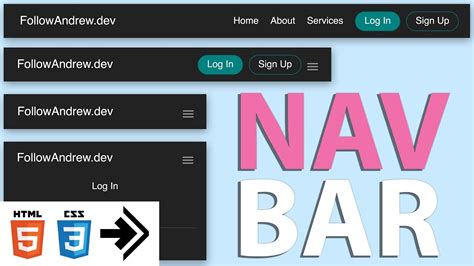 Responsive Nav Bar Tutorial | HTML CSS JS Flexbox Navigation Menu - YouTube