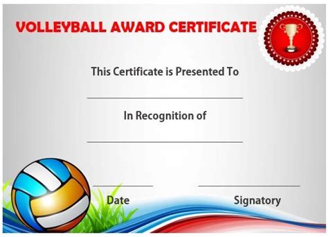 Volleyball certificate sample | Templates printable free, Certificate ...