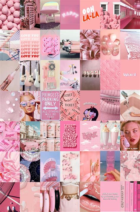 WALL COLLAGE KIT Peach Pink Collage Kit Photo Wall Collage Aesthetic ...