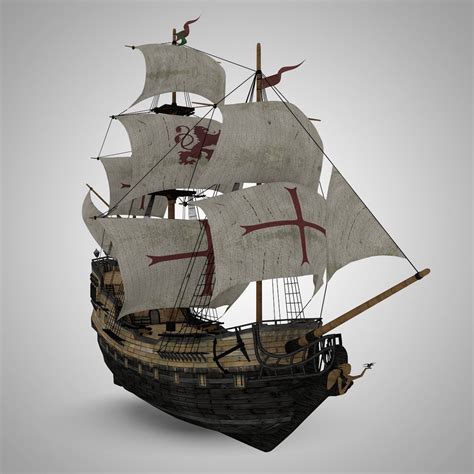 3D model Galleon Sailing Pirate Ship Black Pearl