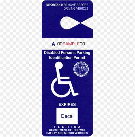 ermanent disabled parking permit - florida handicap placard PNG image with transparent ...