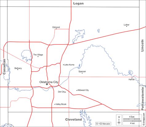 Oklahoma County Lines Map