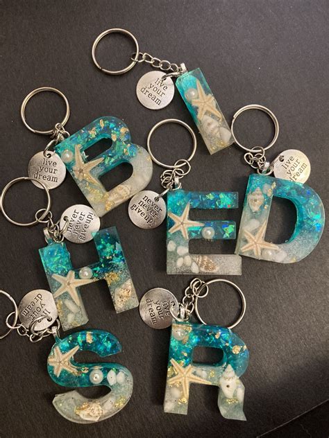 Alphabet Beach Keychaininspirational Quote Ocean Letter - Etsy | Resin crafts, Resin jewelry diy ...