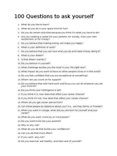 100 Questions to Ask Yourself | Thought | Action (Philosophy)