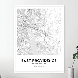 East Providence Map Print, East Providence Map Poster Wall Art, Ri City ...