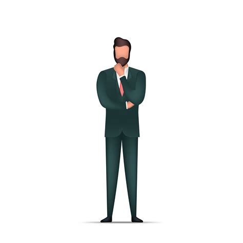 A businessman is pondering an idea. Volumetric cartoon illustration of a man in a business suit ...