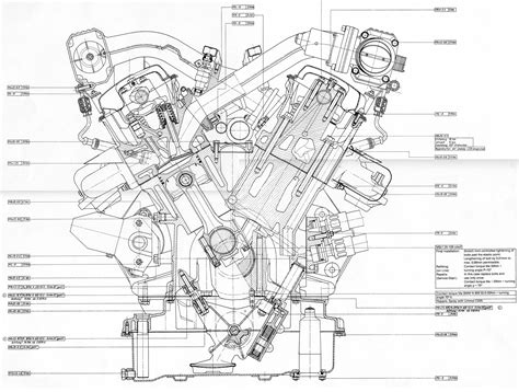 Blueprint Drawing of V12 Automobile Engine