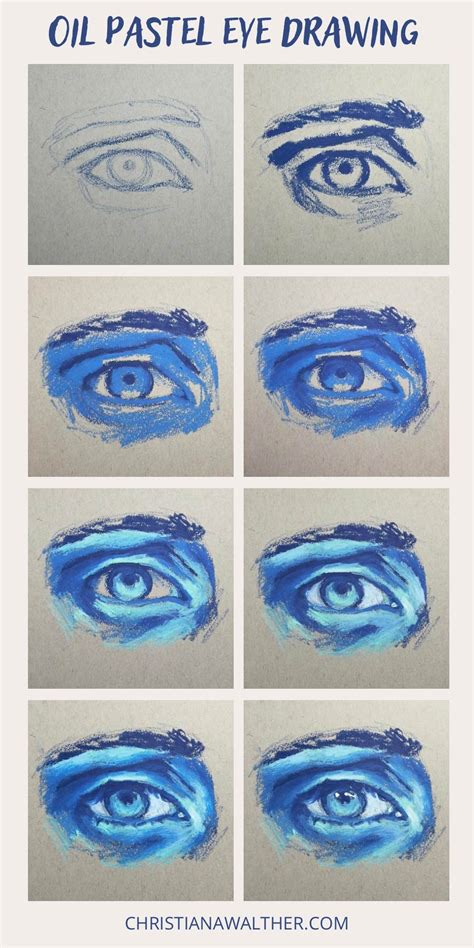 Oil Pastel Easy Drawing - How To Draw Eyes With Oil Pastels em 2023 | Arte com giz de cera ...