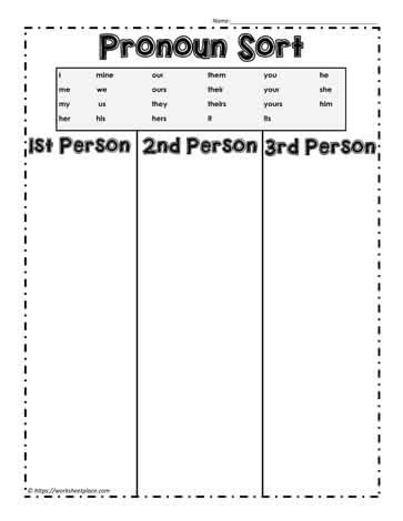 Sort the Pronouns Worksheets