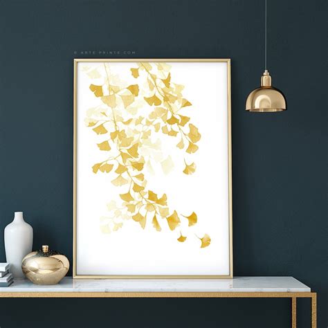 Yellow Ginkgo Leaves Watercolor Print Mustard Yellow Wall Art - Etsy