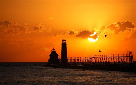 Black lighthouse photography during sunset HD wallpaper | Wallpaper Flare