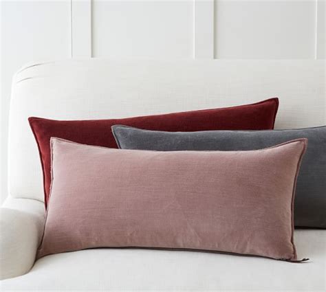 Washed Velvet Zip Lumbar Pillow Cover | Pottery Barn