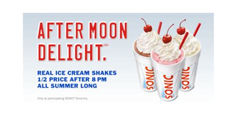 Sonic Ice Cream Shakes 1/2 price all summer long after 8pm - Happy Money Saver