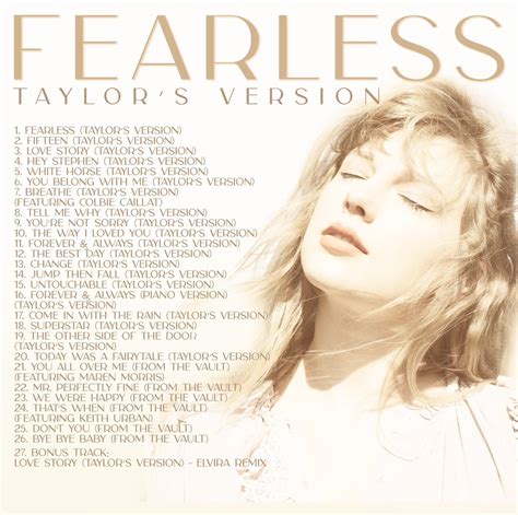 Fearless (Taylor’s Version) Tracklist : r/TaylorSwift