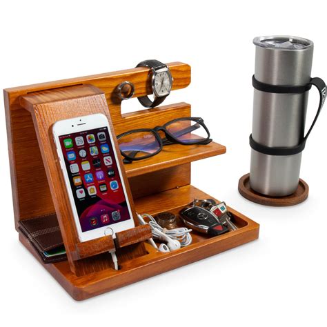 Buy Peraco's Wood Phone Docking Station for Men and Phone Organizer ...