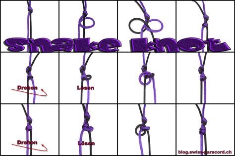 SNAKE KNOT - blog.swiss-paracord.ch Paracord Tutorial, Paracord Bracelet Instructions, Leather ...