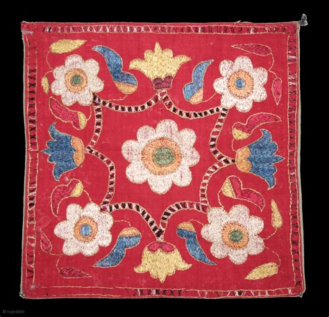 Chamba Rumal from Himachal Pradesh India.C.1900.Cotton Silk Embroidered.Its size is 24cm x 24cm ...